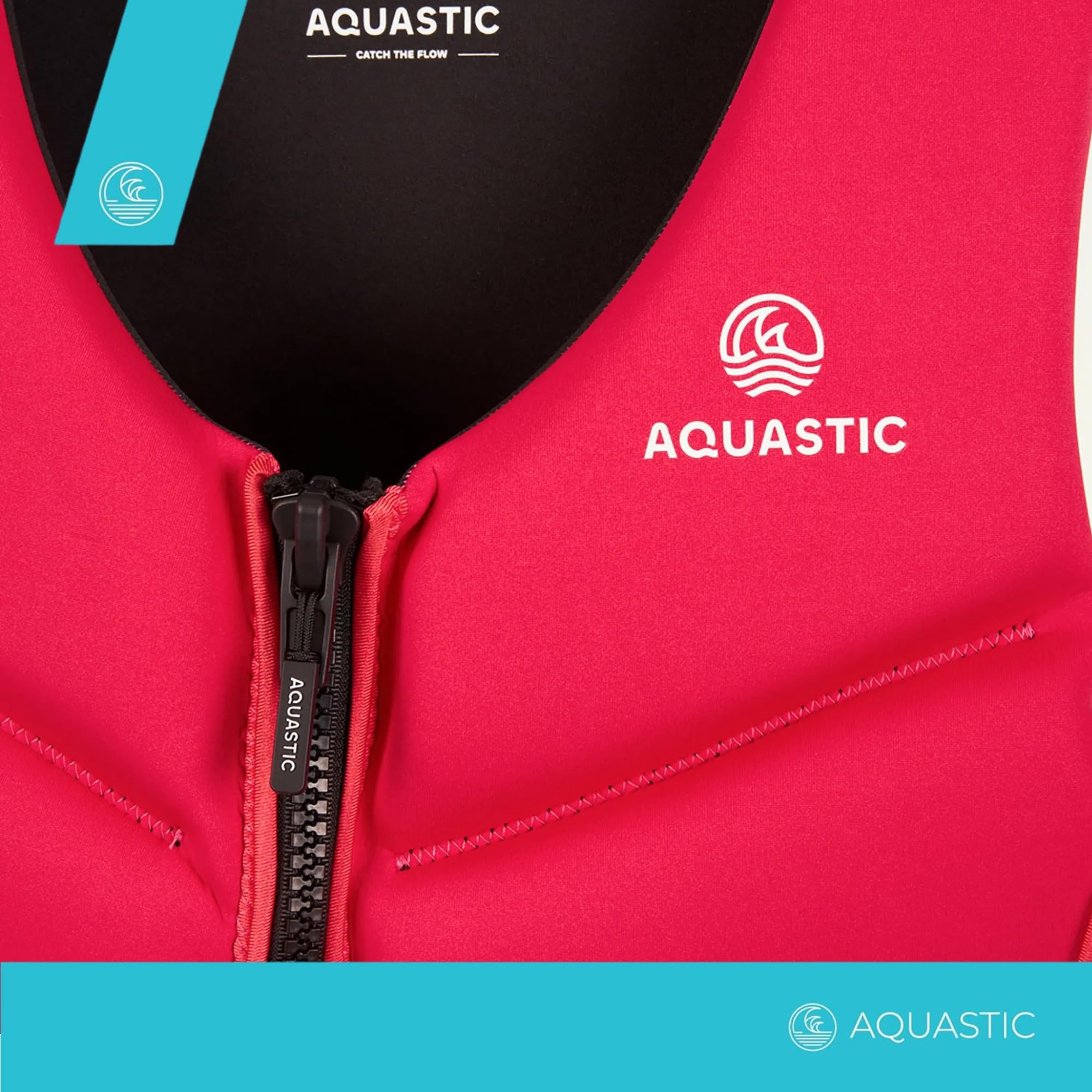 AQUASTIC Omni Schwimmweste Neopren – EN ISO 12402-5, 50N, Auftrieb, SUP Kajak Boot, Kinder & Erwachsene, Komfort Schnitt, Frontreißverschluss, D-Ring, Verstellbare Gurte, viele Größen