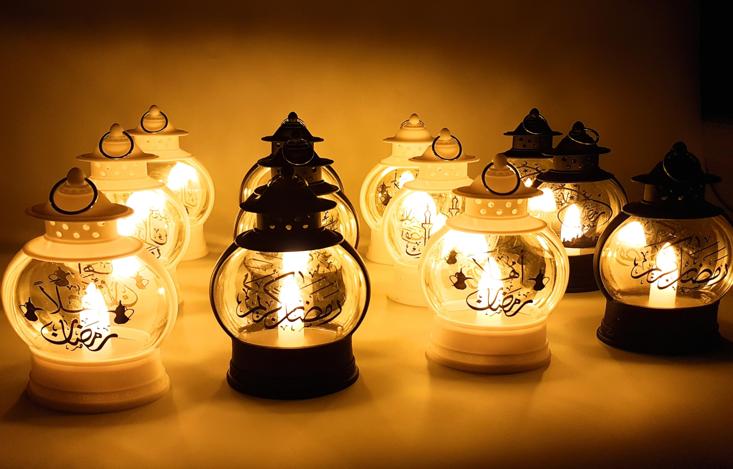 MOONCEE12 Pcs Ramadan Lantern Candle Led Lights Eid Mubarak Lantern Ramadan Mubarak Lanterns Decorative Moon Star Ramadan Decoration Lights Led Hanging Lantern for Home, Outdoor Decoration