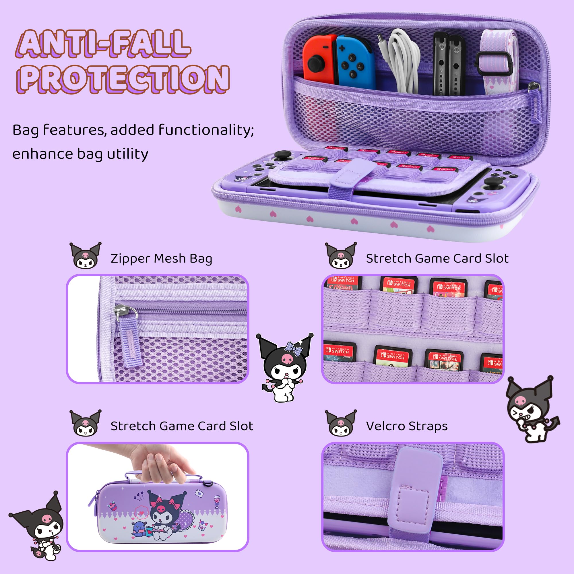 Amazon.com: HYPERCASE Cute Switch OLED Carrying Case of Purple