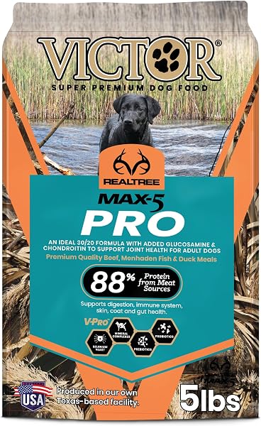Victor Super Premium Dog Food â€“ Realtree MAX-5 PRO Dry Dog Food â€“ 30% Protein, Gluten Free for Active Adult Dogs