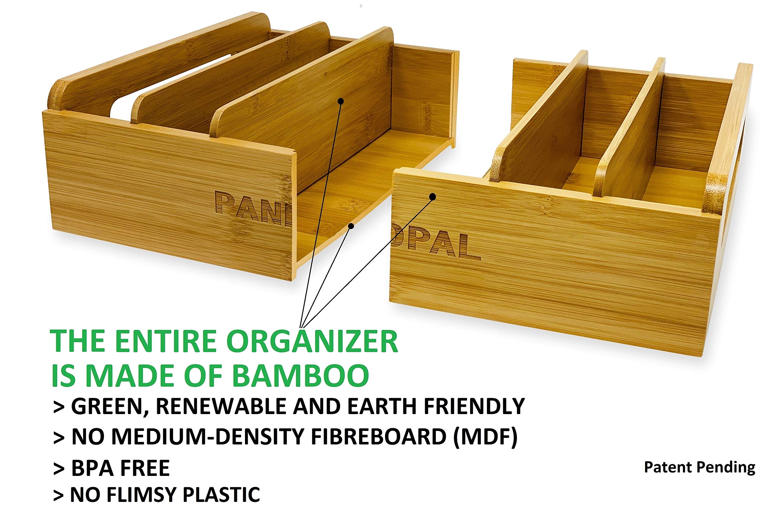 Adjustable Bamboo Lid Organizer Compatible with Tupperware Containers