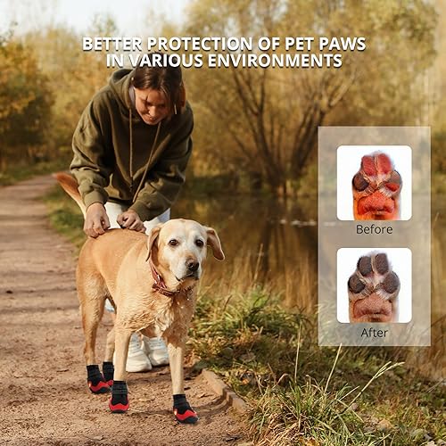 Miniatura 6 de Botas de nieve antideslizantes para perros, zapatos para perros grandes, botas de invierno impermeables con correas reflectantes, protectores de