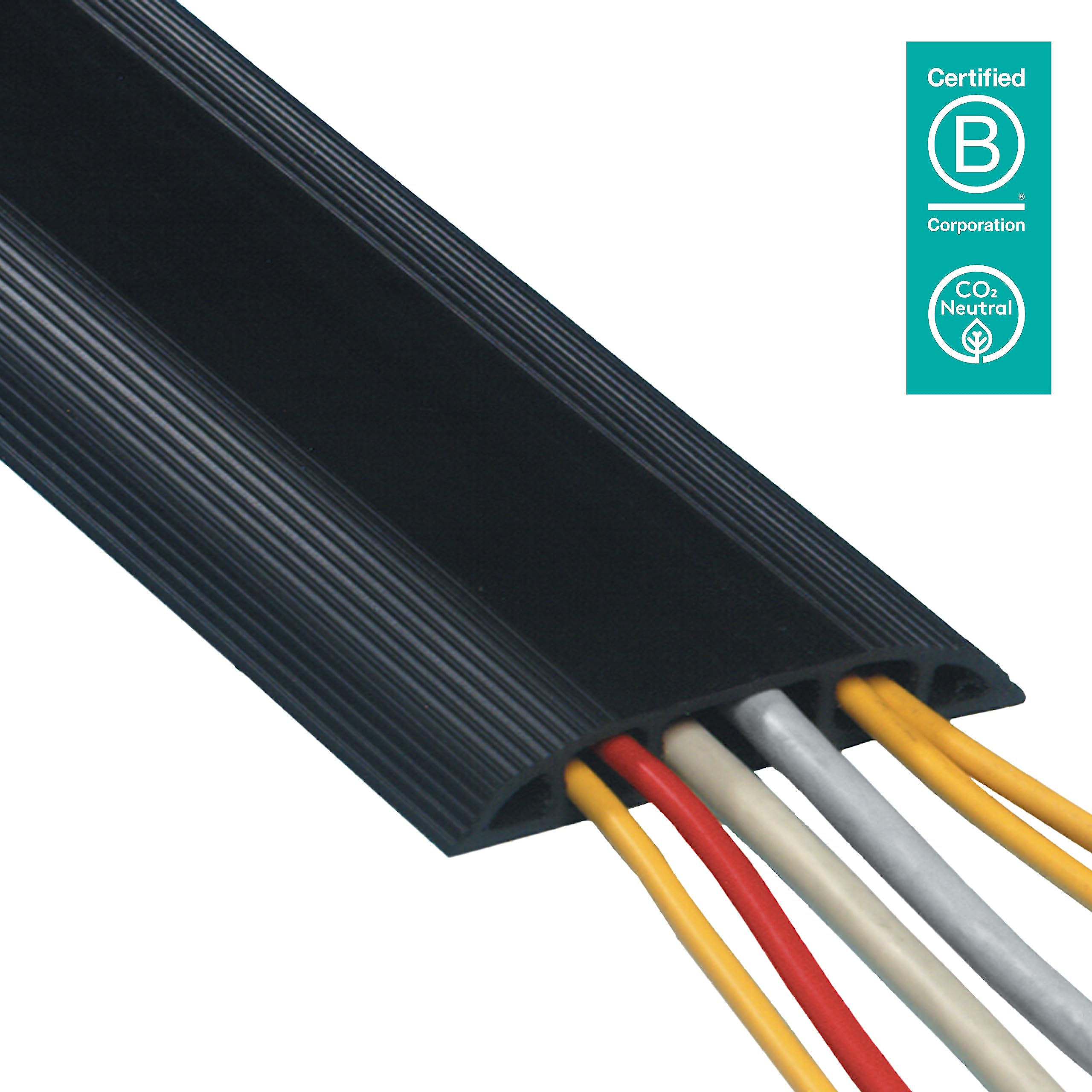 Dataflex Addit Couvercle de Câble 150cm Noir- Protecteur de câble droit avec revêtement antidérapant, 3 grands chemins de câbles séparés, convient pour 6 câbles de 7mm, bande auto-adhésive