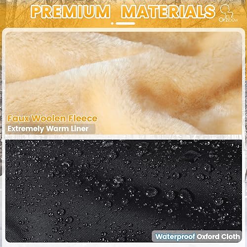 Miniatura 2 de Orzbow Guantes de piel de oveja sintética para cochecito con bolsillos para teléfono, guantes de invierno extra gruesos para cochecito de bebé,