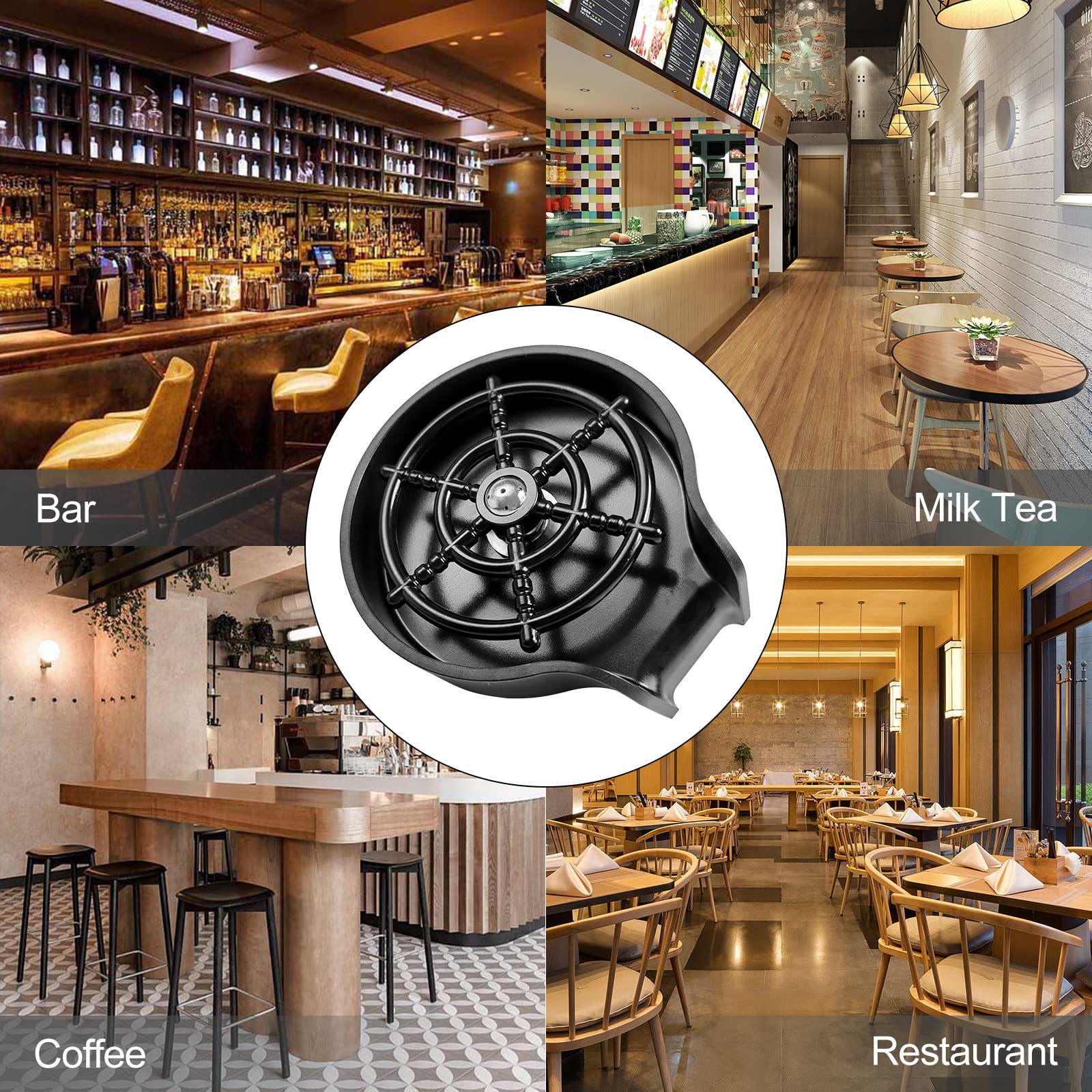 Rondella Automatica Vetro, Tazza Sciacquatrice, Lavabicchieri per Lavello - Accessori Cucina per Negozio del Bar e Casa
