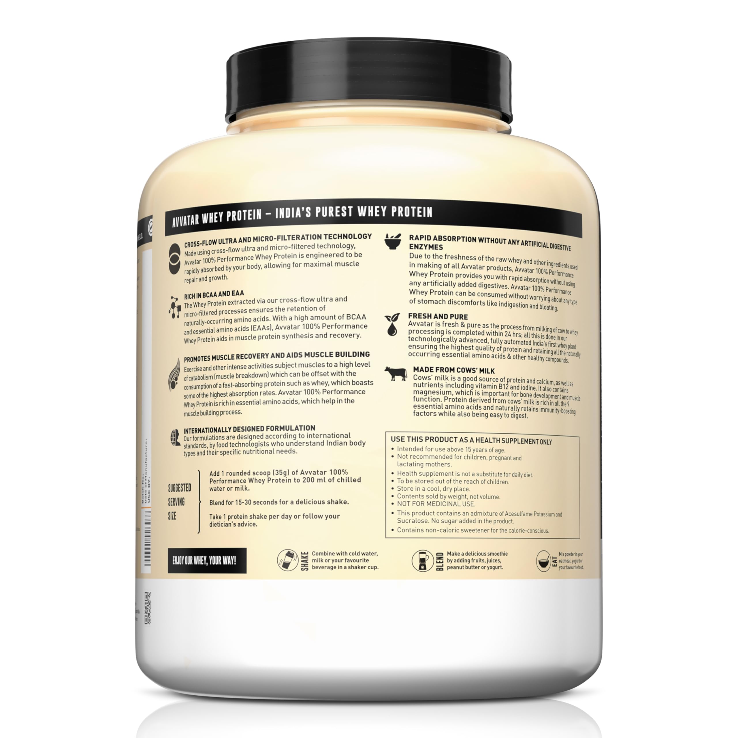 avvatar PERFORMANCE WHEY PROTEIN | 2Kg | Cold Coffee Flavour | 25g Protein | 57 Servings — Amazon image 4