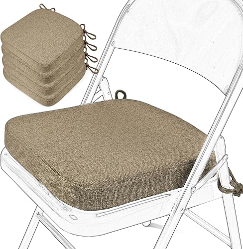 Miniatura 25 de SINOSSO Cojín de espuma viscoelástica para silla plegable, 1 unidad, almohadilla cuadrada gruesa de 2 pulgadas para silla de cocina con lazos, cojín