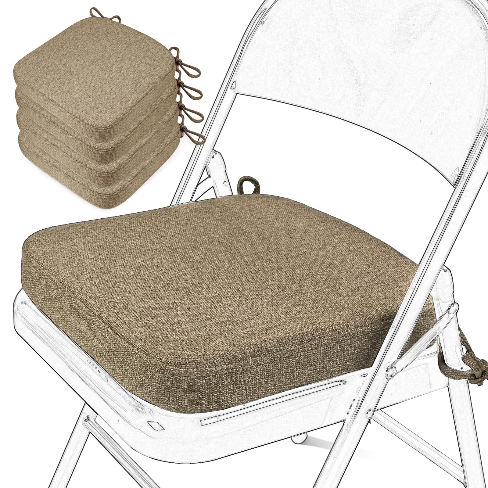 Cojines de espuma viscoelástica para sillas de comedor cuadrados y antideslizantes pack de 4