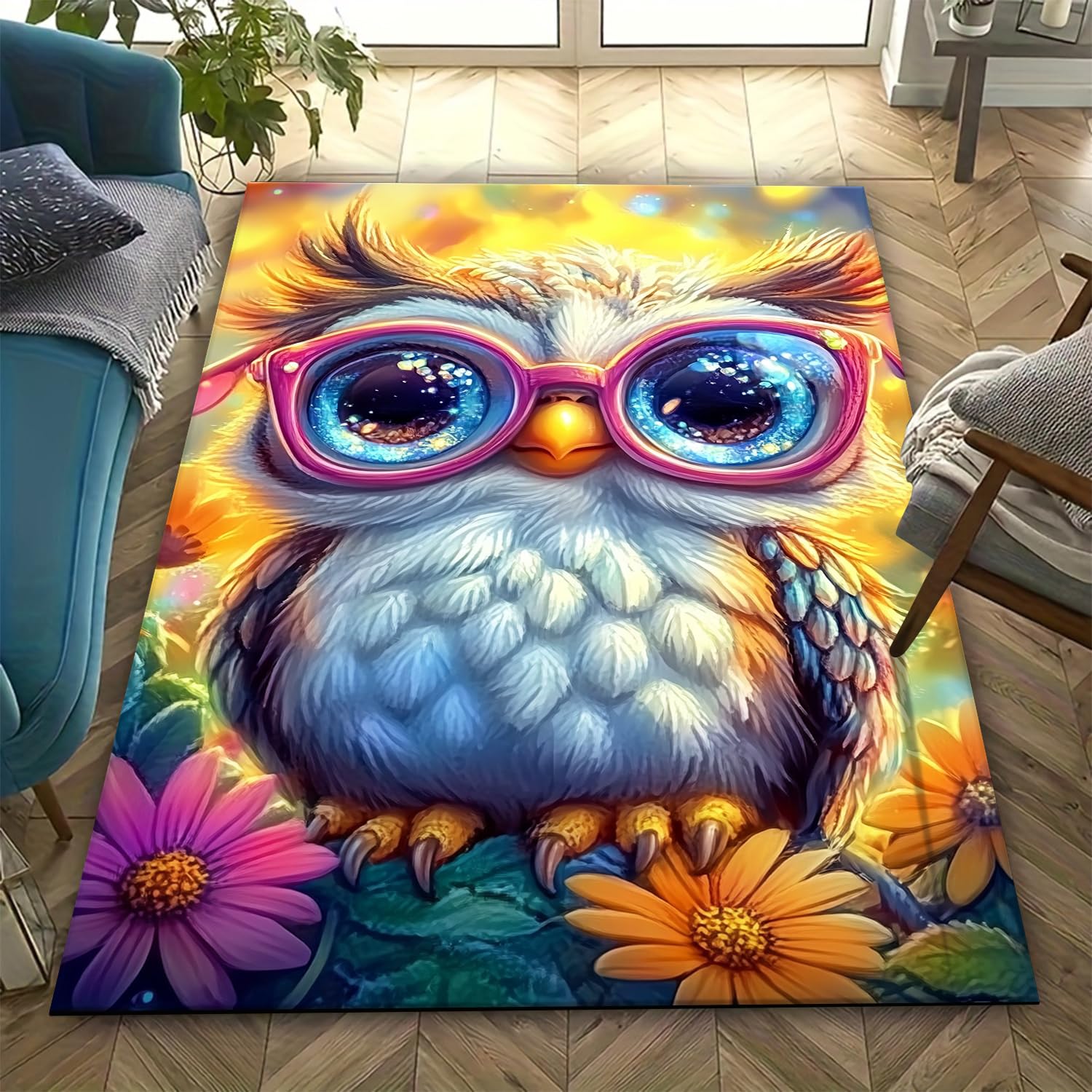 Tapis antidérapant anti-fatigue 3D hibou lavable pour enfant