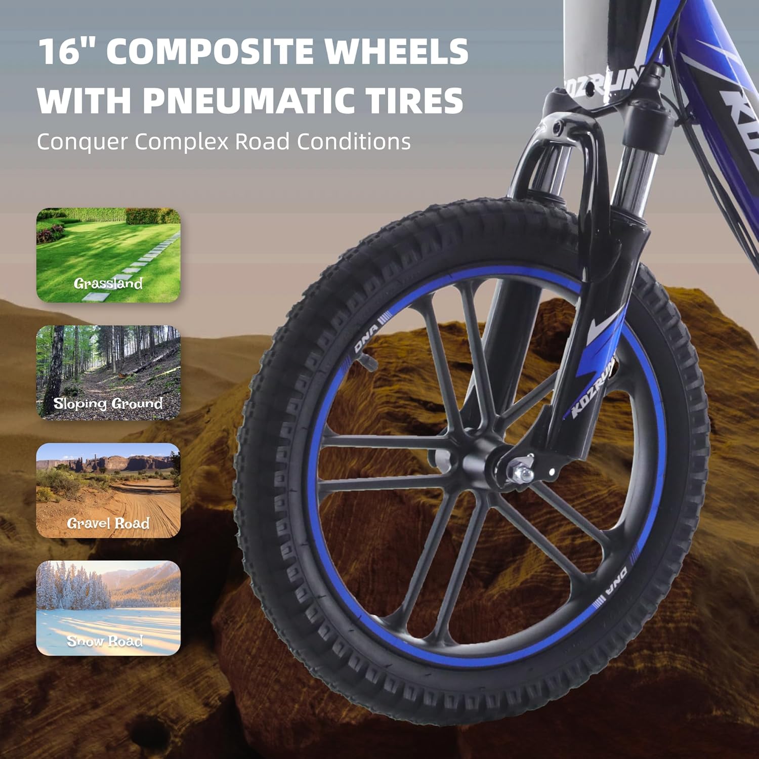 AIII Lightweight Electric Dirt Bike for Kids Aged 6-12, Professional Version, Racing Grade Electric Motorcycle, 500W Brushless Motor, 15.5MPH Top Speed, 16" Off-Road Tires, Safe Disc Brake, Blue