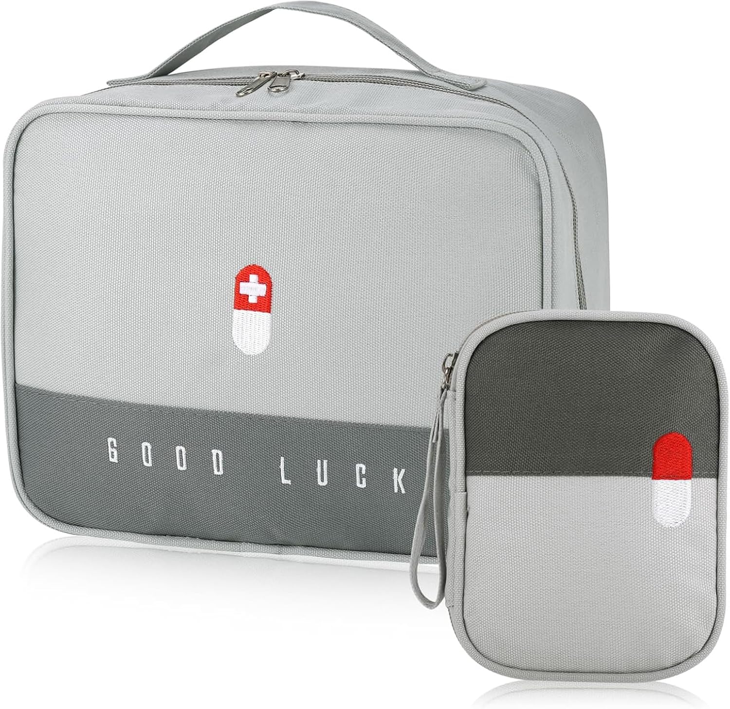 House of Quirk Fabric Portable First Aid Empty Kit Pouch Emergency Survival Bag Medicine Bag For Home Office Travel Camping Sport Backpacking (Design 2 Grey) House of Quirk Fabric Portable First Aid Empty Kit Pouch Emergency Survival Bag Medicine Bag For Home Office Travel Camping Sport Backpacking (Design 2 Grey)