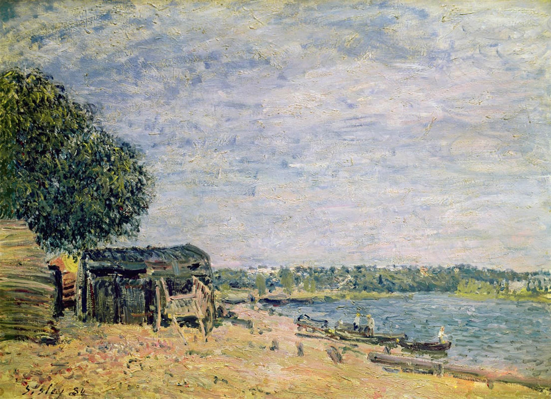 RZHRHJES Abstract Painting Poster Art Print Canvas Print Poster the Landscape of Saint Mammes by Alfred Sisle Landscape Canvas Painting for Office Decor 60x90cm