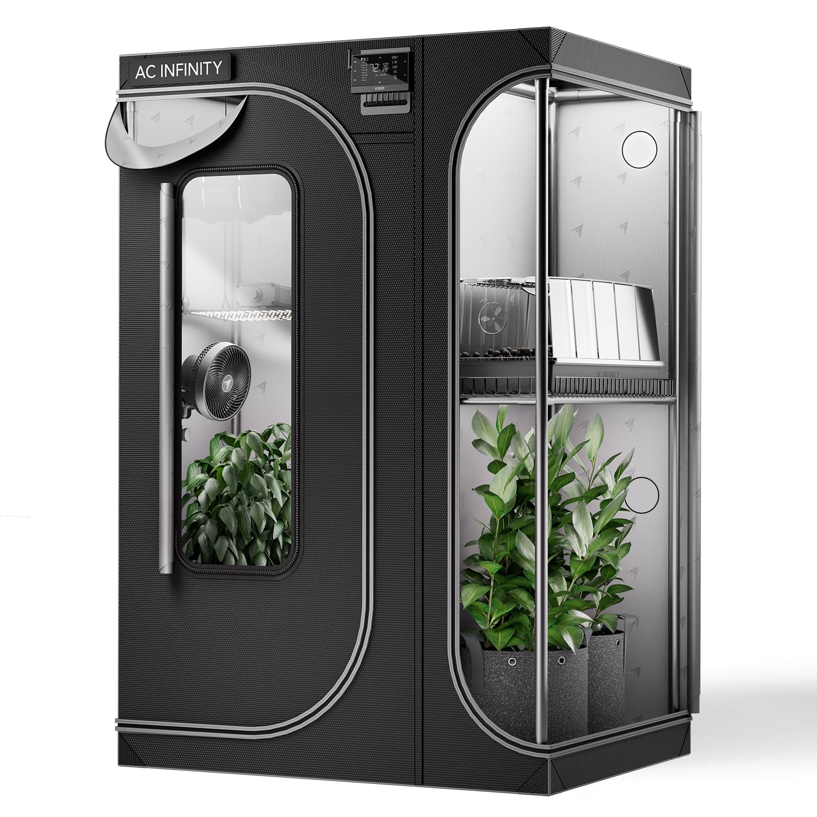 AC Infinity CLOUDLAB 743D, 2-in-1 Advance Grow Tent 3x2, Thickest 1" Poles, 2000D Mylar Canvas, Lab-Tested Highest Reflectivity Largest Zipper Window Controller Mount Plate 48” x 36” x 72” Indoor Grow