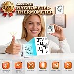Room Thermometer Indoor Hygrometer with Celsius/Fahrenheit (℃/℉) Switch, Humidity Meter Gauge Digital Temperature and Humidity Sensor Monitor for Home Pets Plants - AAA Battery Included