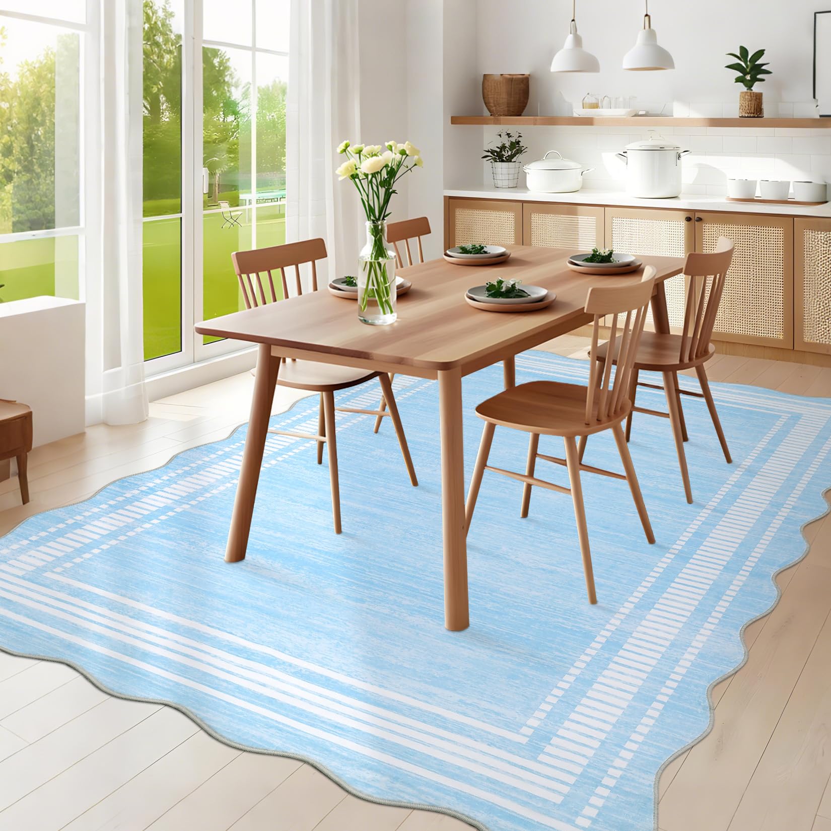 FairyStyle Modern Bordered Area Rugs for Living Room Bedroom Soft Washable Bedroom Throw Carpet