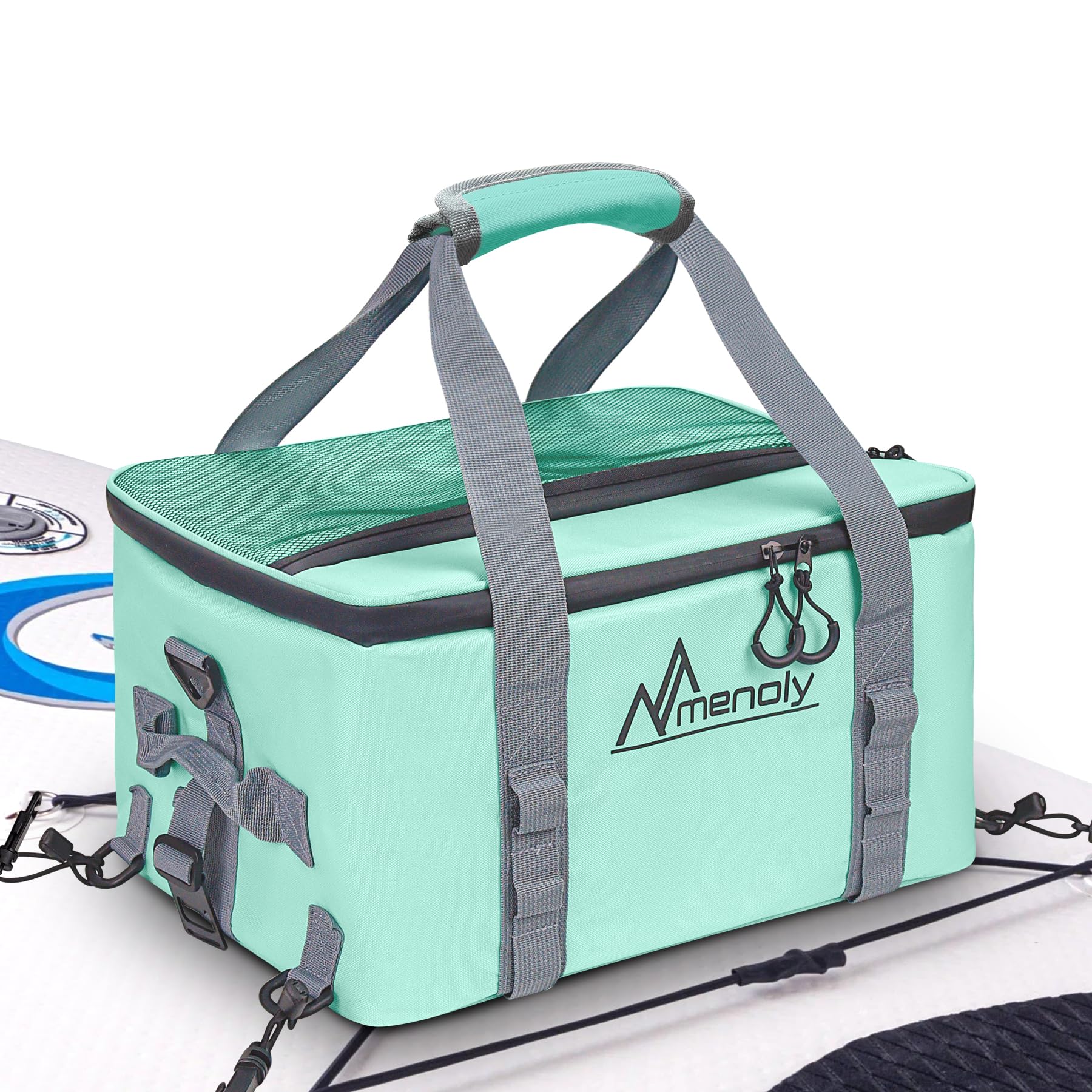 MENOLY Paddle Board Accessories Cooler, 25L Sup Kayak Deck Cooler Bag Fit 30 Cans with Waterproof Phone Pouch, Adjustable Strap, Bottle Opener for