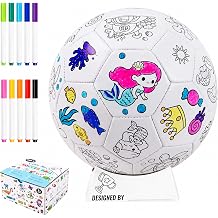 Color Your Own Soccer Ball, Mermaid Toys Soccer Gifts for Girls | Personalized Paint Soccer Toys with Markers, Arts & Crafts Kit Size 3 DIY Sports Birthday Gift for Kids 3 4 5 6 7 8 Year Old