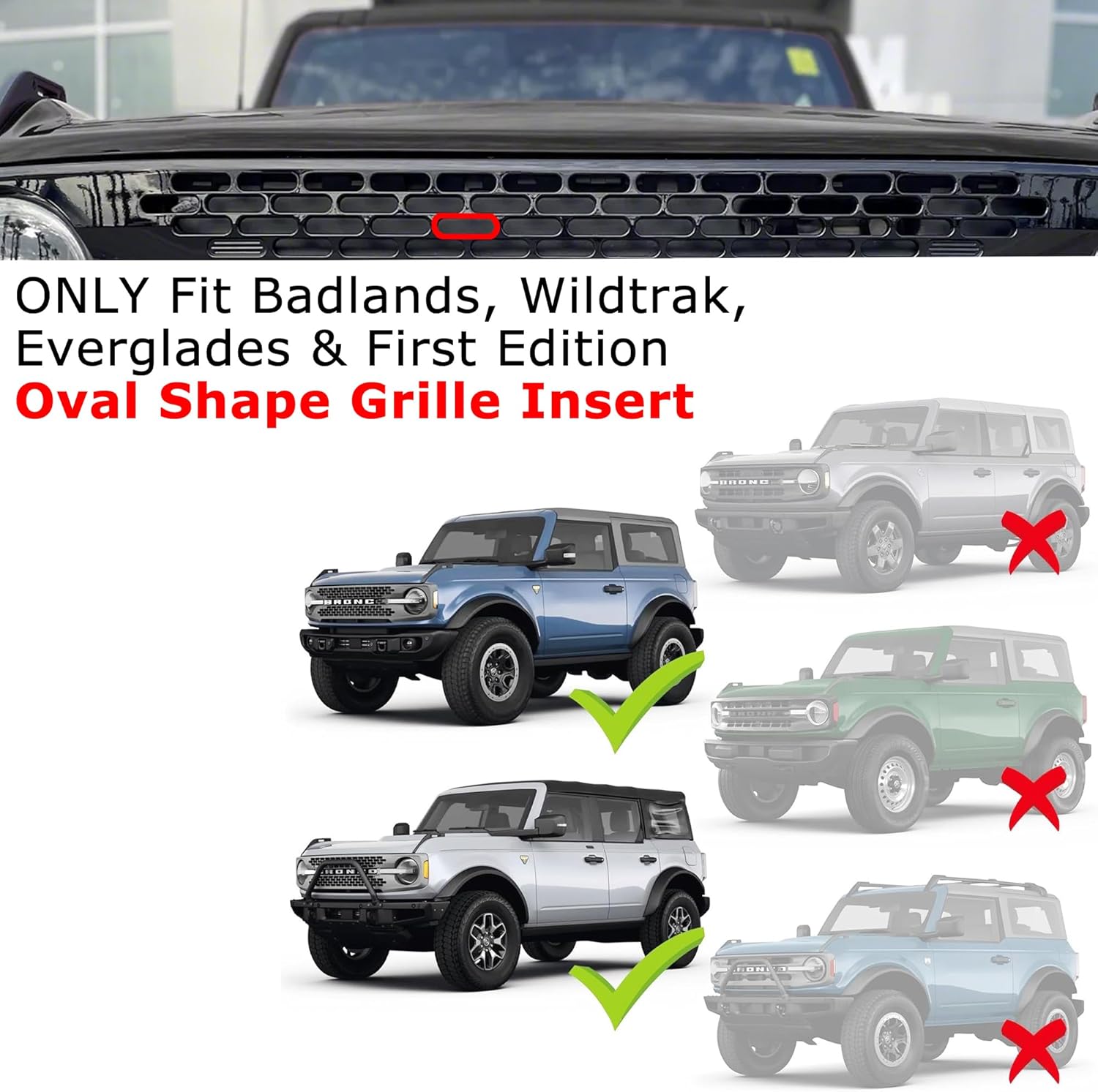 iJDMTOY 5pc Black-Out Smoked Lens Amber Yellow Full LED Front Grille Clearance Light Kit Compatible with Ford 2021-up Bronco Badlands, Wildtrak, Everglades & First Edition