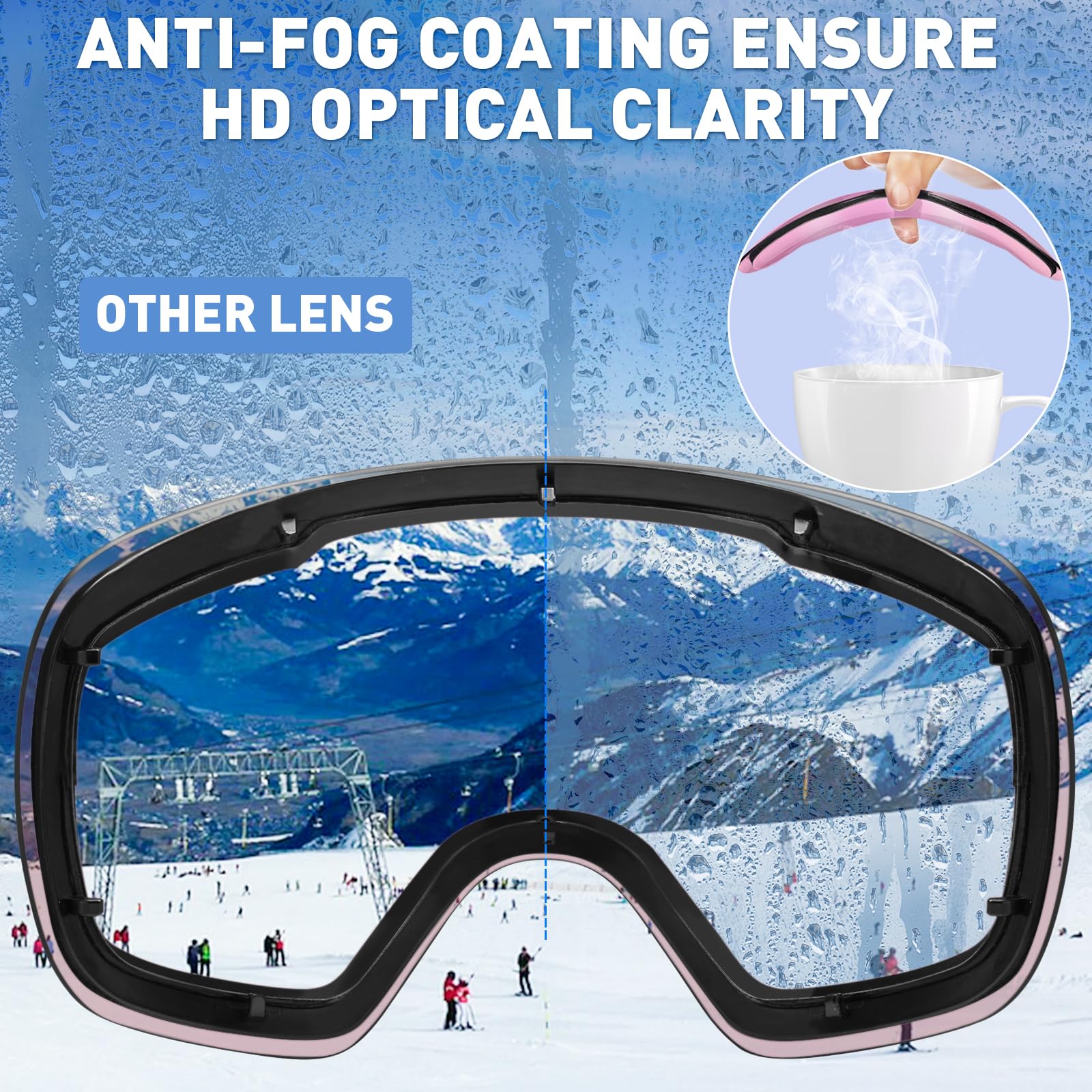 CARFIA Herren Damen Skibrille für Brillenträger 100% UV400-Schutz Schneebrille Skibrille Anti-Nebel Snowboardbrille Ski Goggles