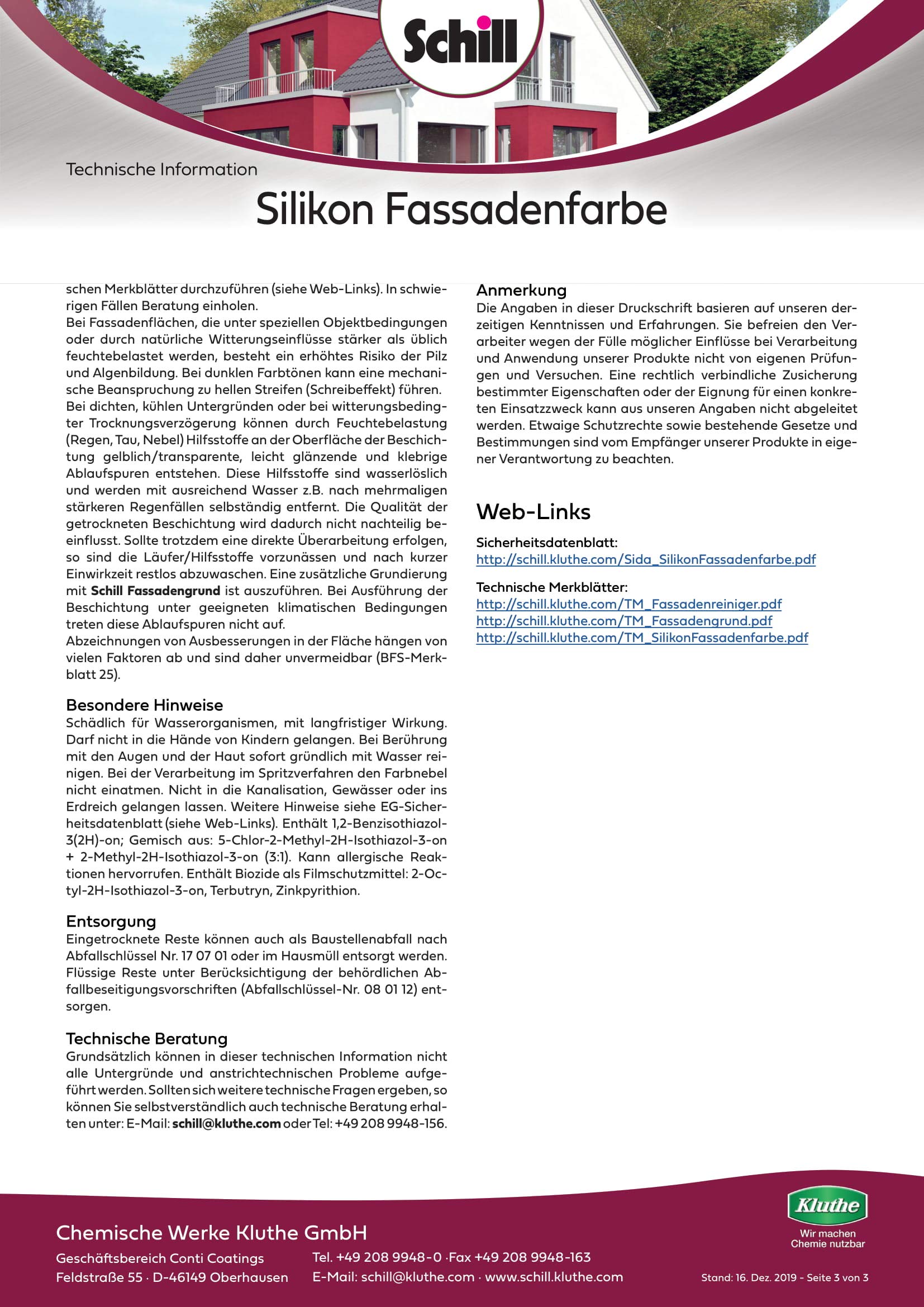 Schill Silikon Fassadenfarbe 5 Liter