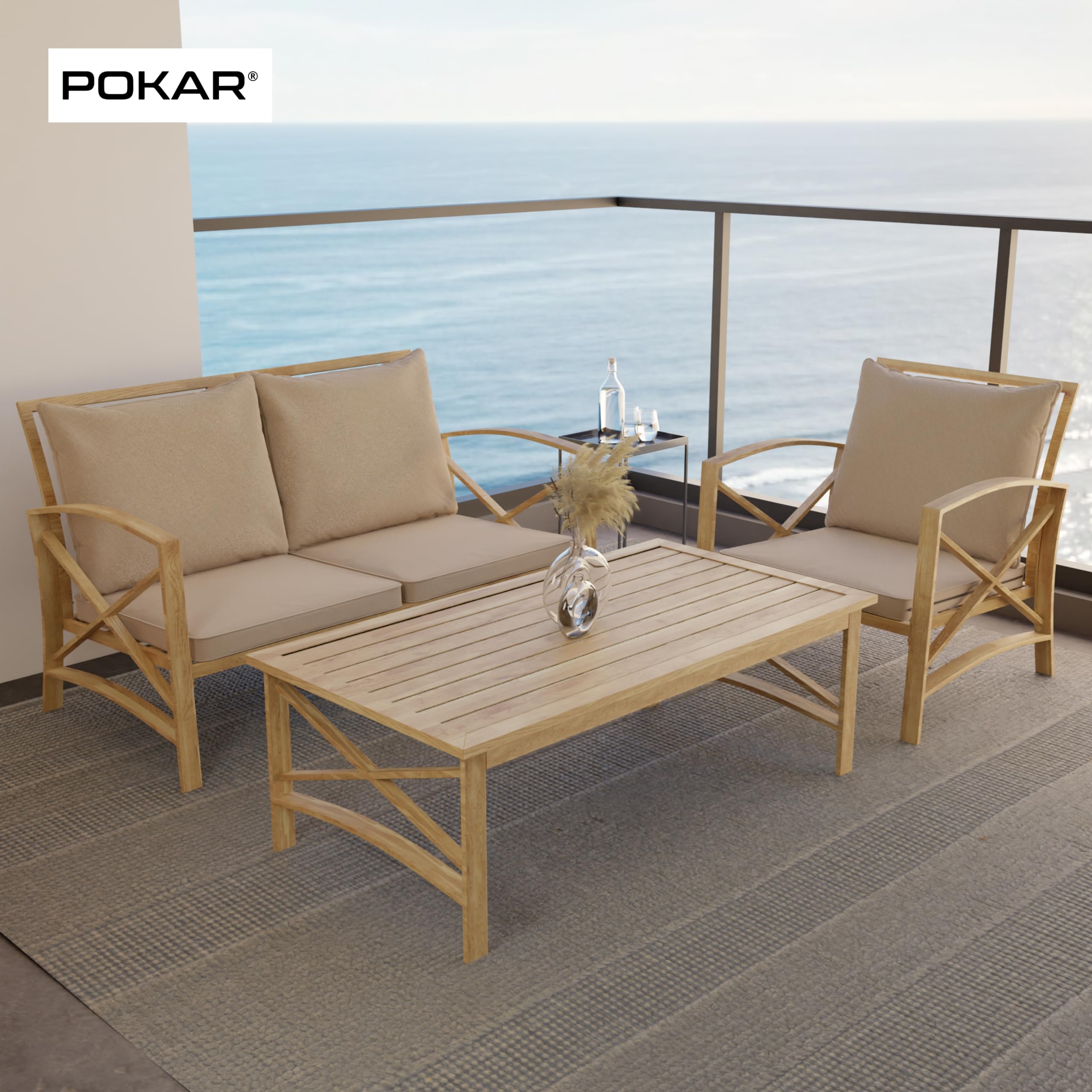 Set 2 Cuscini Per Sedia Esterno 50x50cm - Impermeabili, Beige | Per Giardino E Terrazza - Foto 2