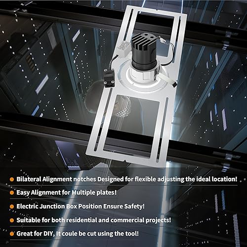 Miniatura 4 de Placa de montaje de nueva construcción, 3-4-6 pulgadas, kit de carcasa de iluminación empotrada LED, accesorio de soporte de acero plano áspero para