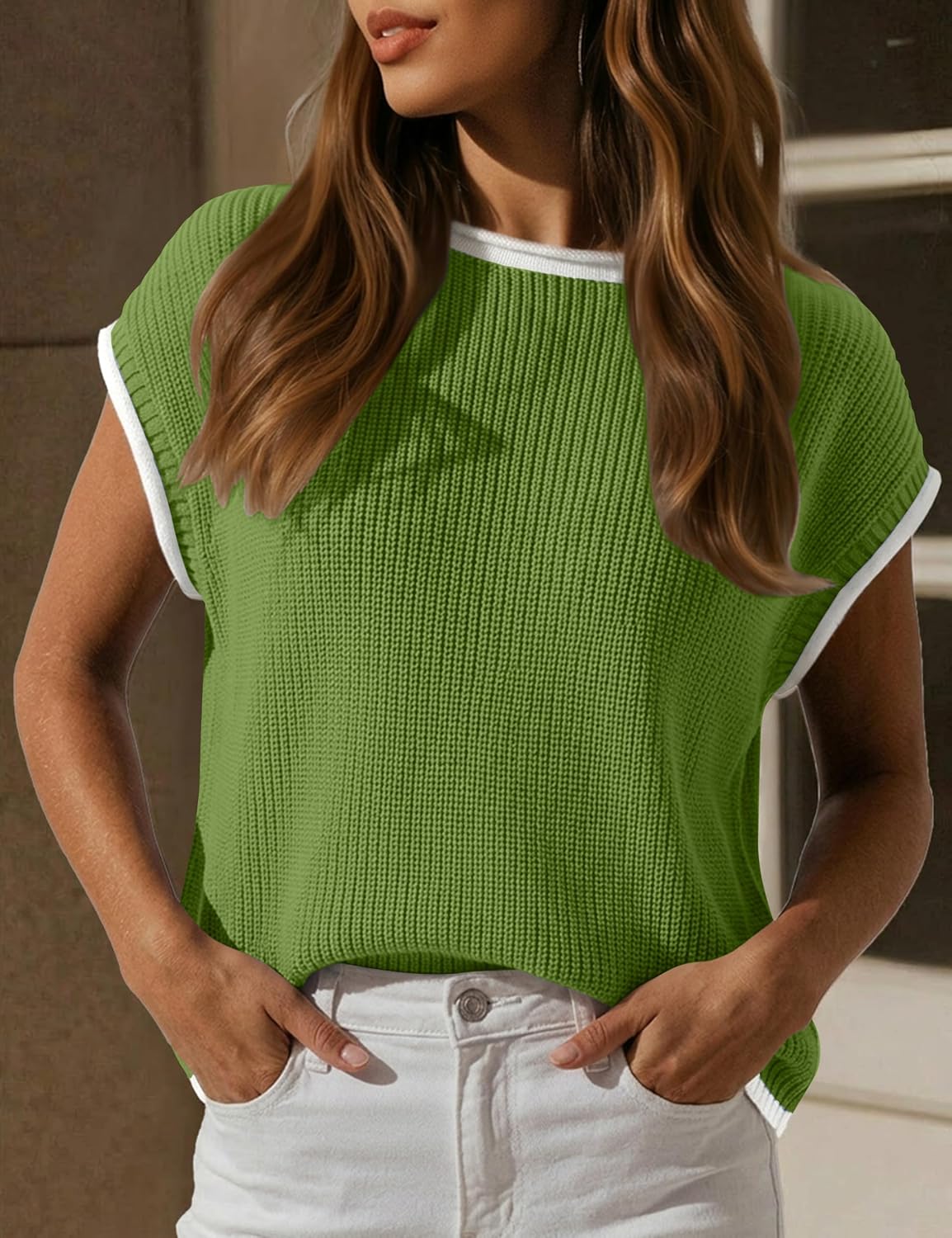 LaGracia Women's Sweater Vest Tops Pullover Tank Top Round Neck Cap Sleeve Lightweight 2026 Spring Summer Outfits