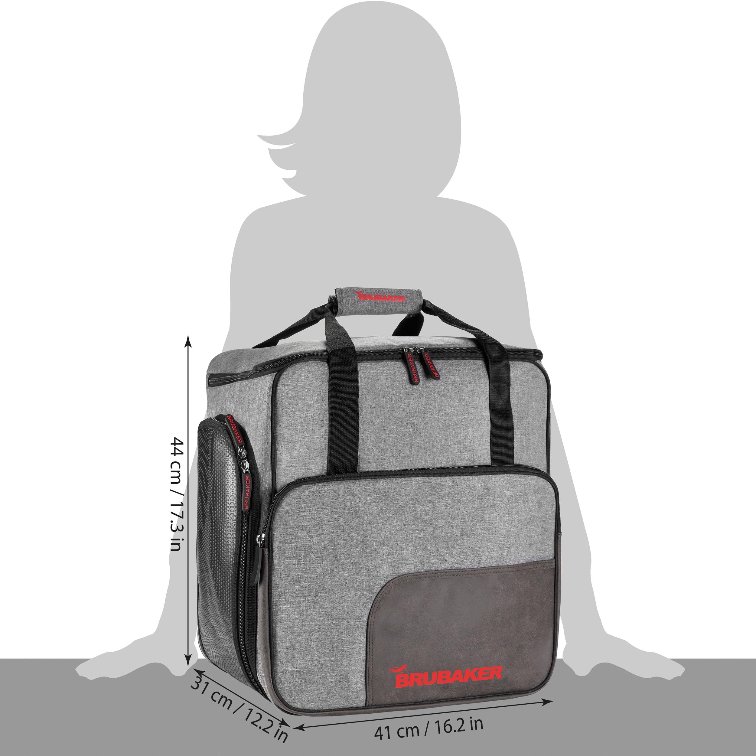 BRUBAKER Set de Ski 'Carver Performance' - Housse à Skis et Sac à Chaussures de Ski pour 1 Paire de Skis + bâtons + Chaussures + Casque - Noir/Gris chiné