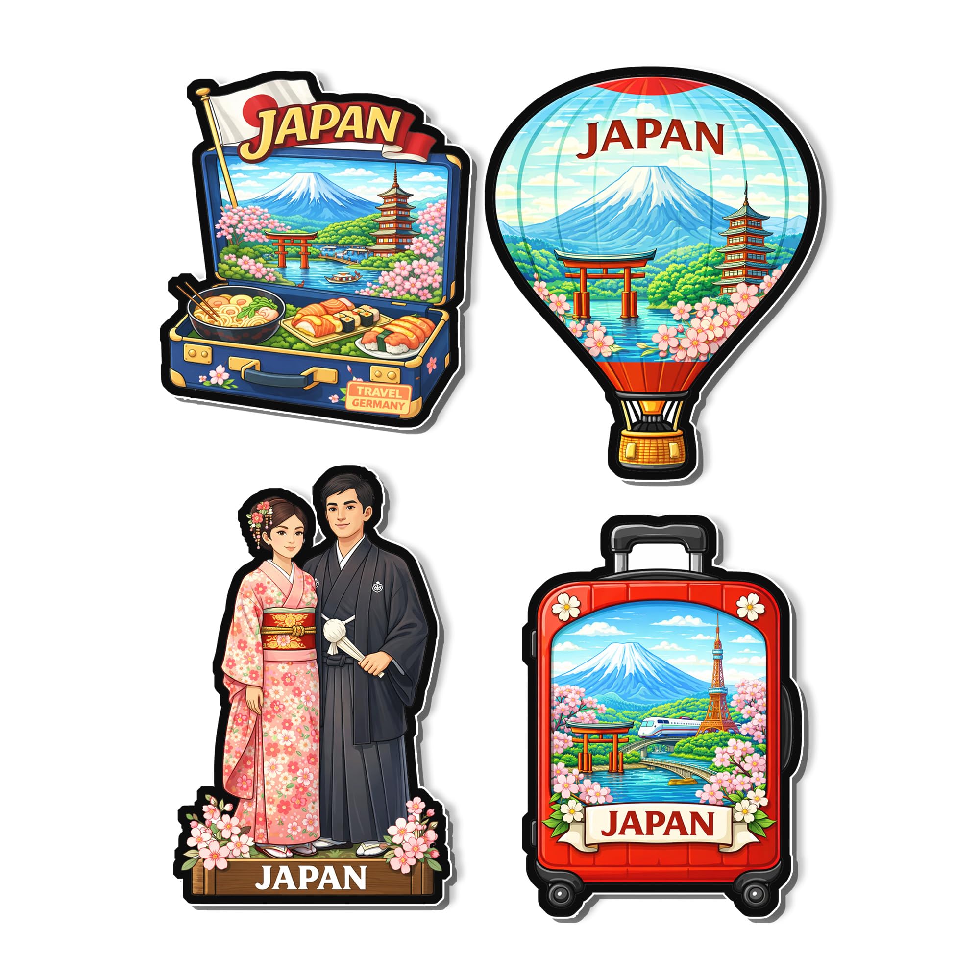 Regalo Casila Japan Fridge Magnet 4 Pc Set Tourism Souvenir Wooden Travel Magnet Japan Landmark Refrigerator Magnet Decorative Collectible Gift Kitchen Decor Keepsake-picture-14