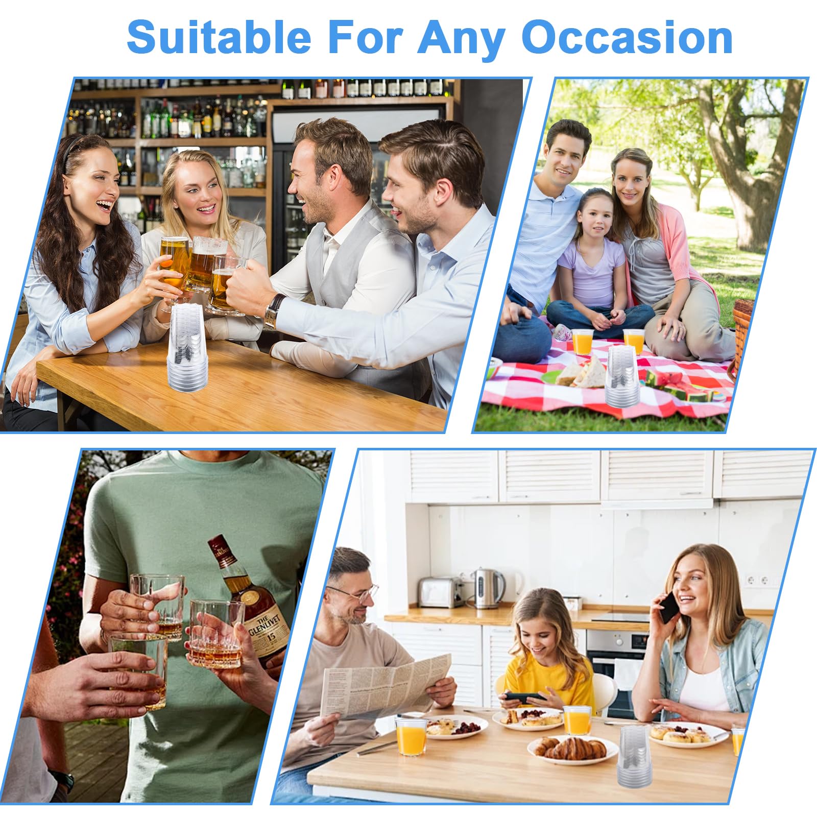 Bicchieri Plastica Rigida Lavabili 40 Pezzi Bicchieri in Plastica Trasparente 200 ml Resistenti e Riutilizzabili per Compleanni Matrimoni Barbecue Feste