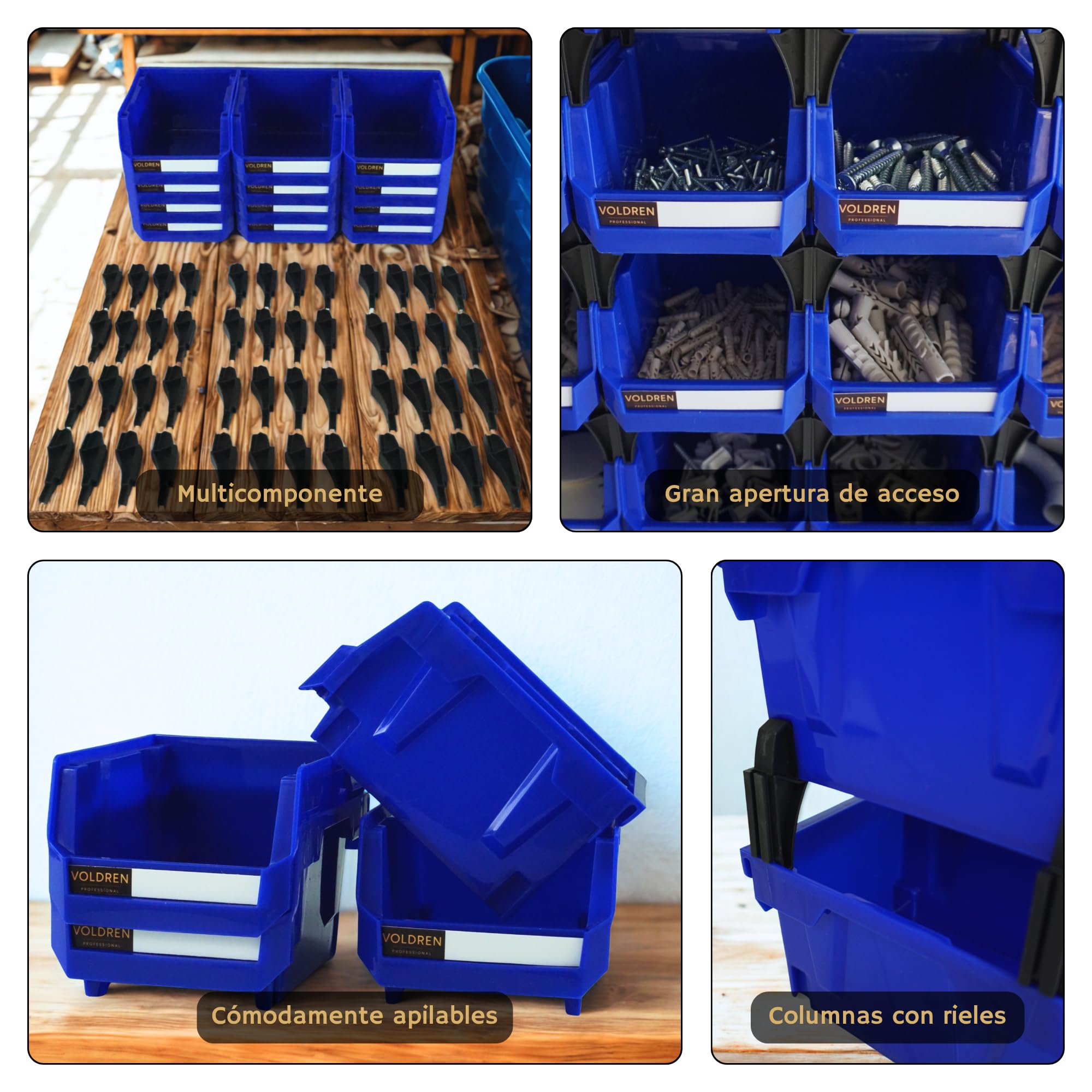 Gavetas organizadoras apilables - Organizador tornillos - Cubetas plastico almacenaje - Organizador cajones - Clasificador apilable taller - Estanteria gaveta herramienta (Azul, 12)