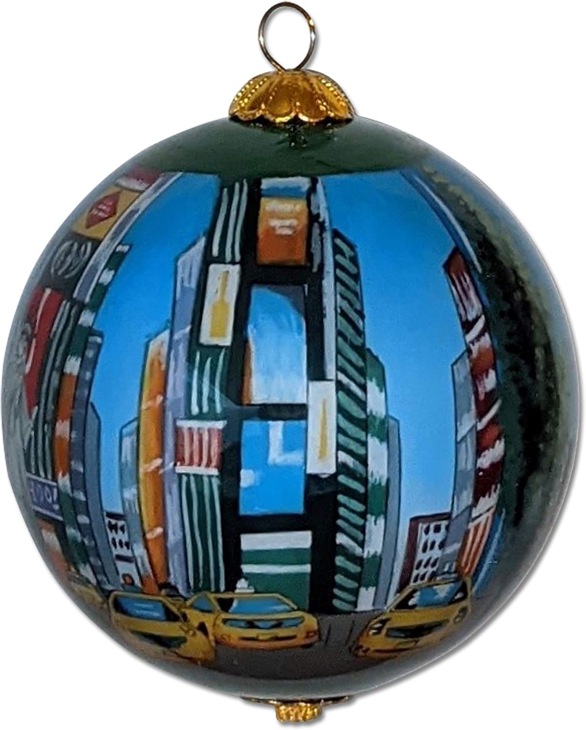 New York City Christmas Ornament Hand Painted from Inside with Decorative Gift Box - Image 12