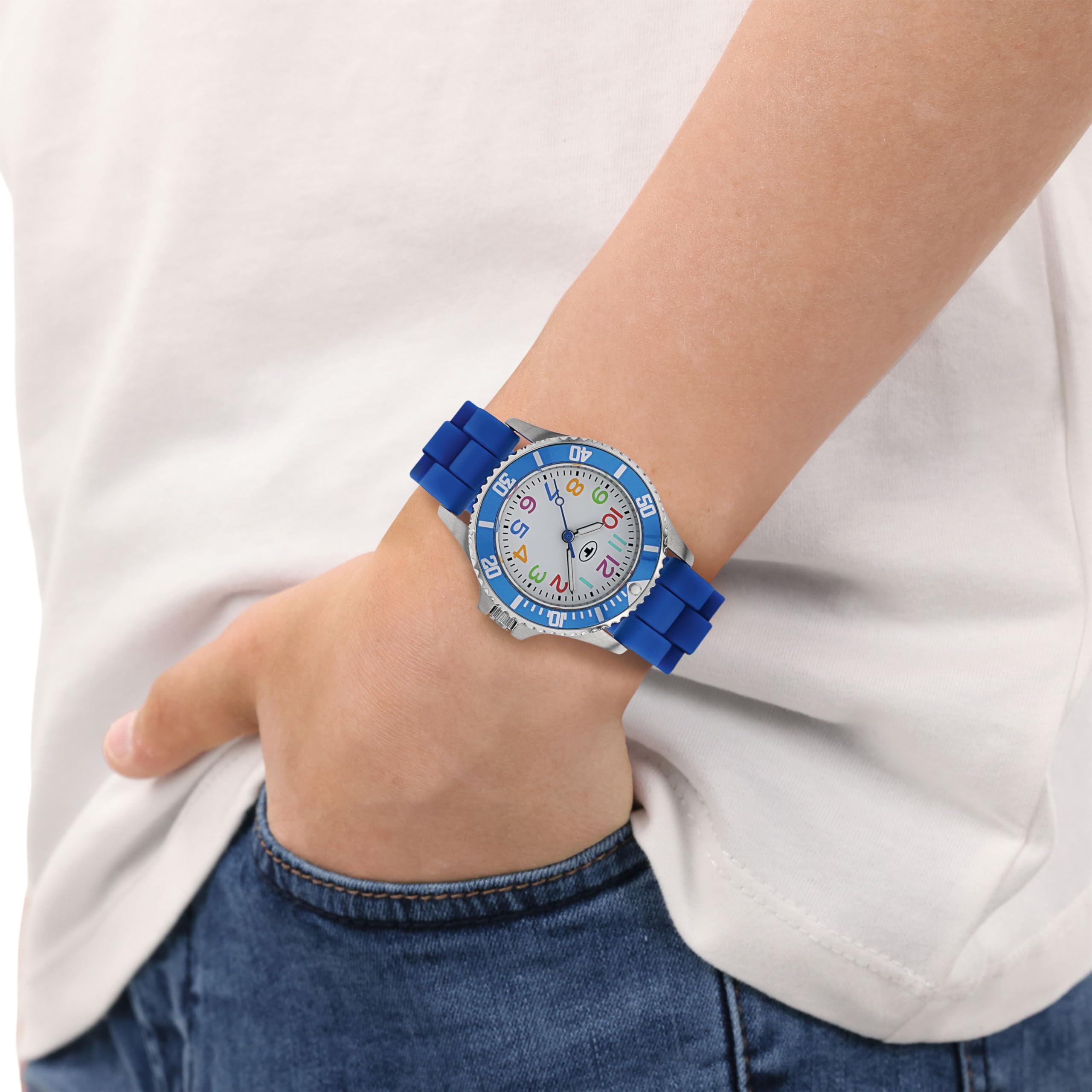 Tom Tailor Armbanduhr mit Silikonband für Jungen, Silber, wasserdichte 3 bar, Geschenkidee, kommt in Uhren Geschenkbox, 2100703
