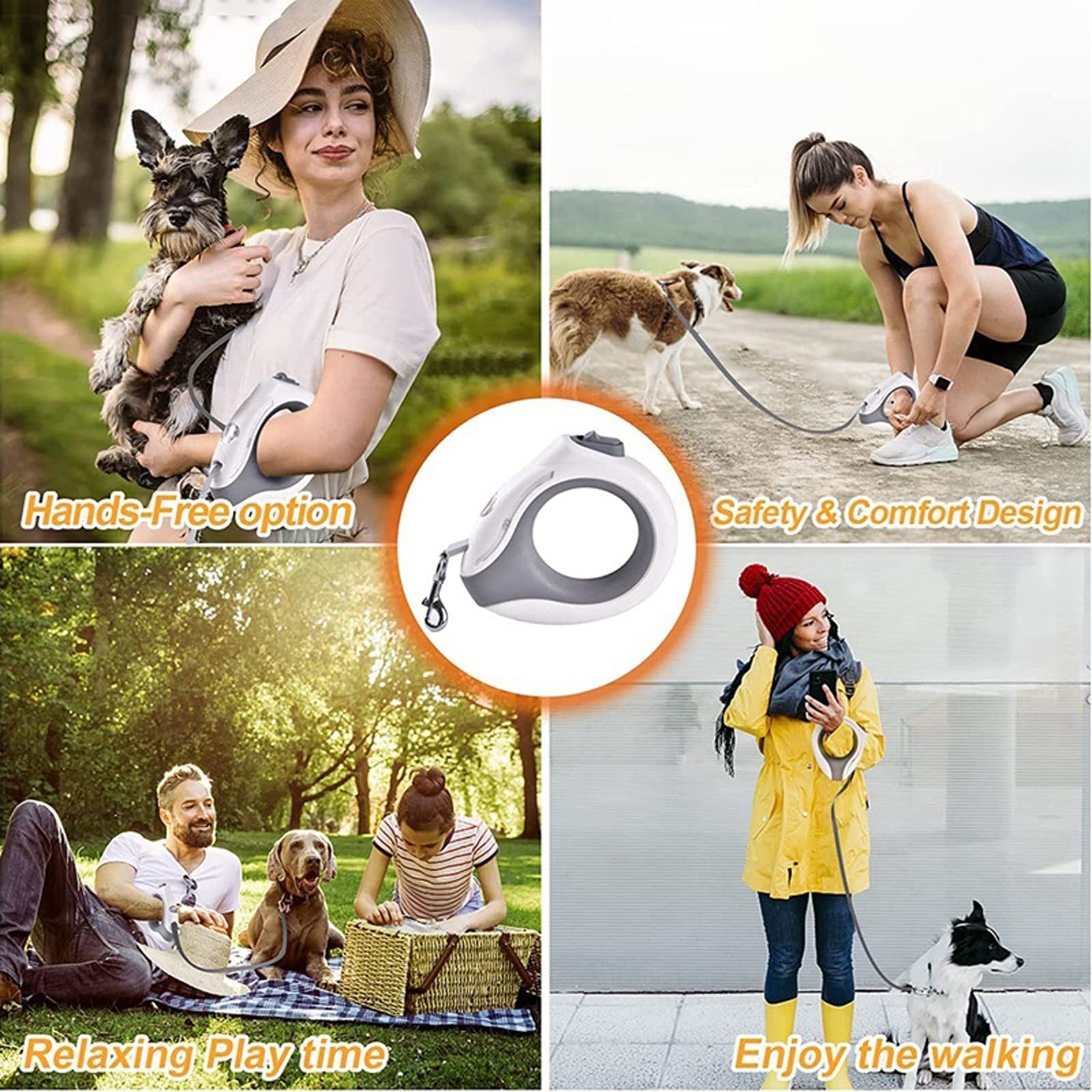 XIANGFAGS Laisse Chien Laisse rétractable for Chien avec lumière LED Lumineuse, Mains libres/360 ° sans enchevêtrement 10 Pieds Laisse de Marche for Chien Corde de Traction en Nylon
