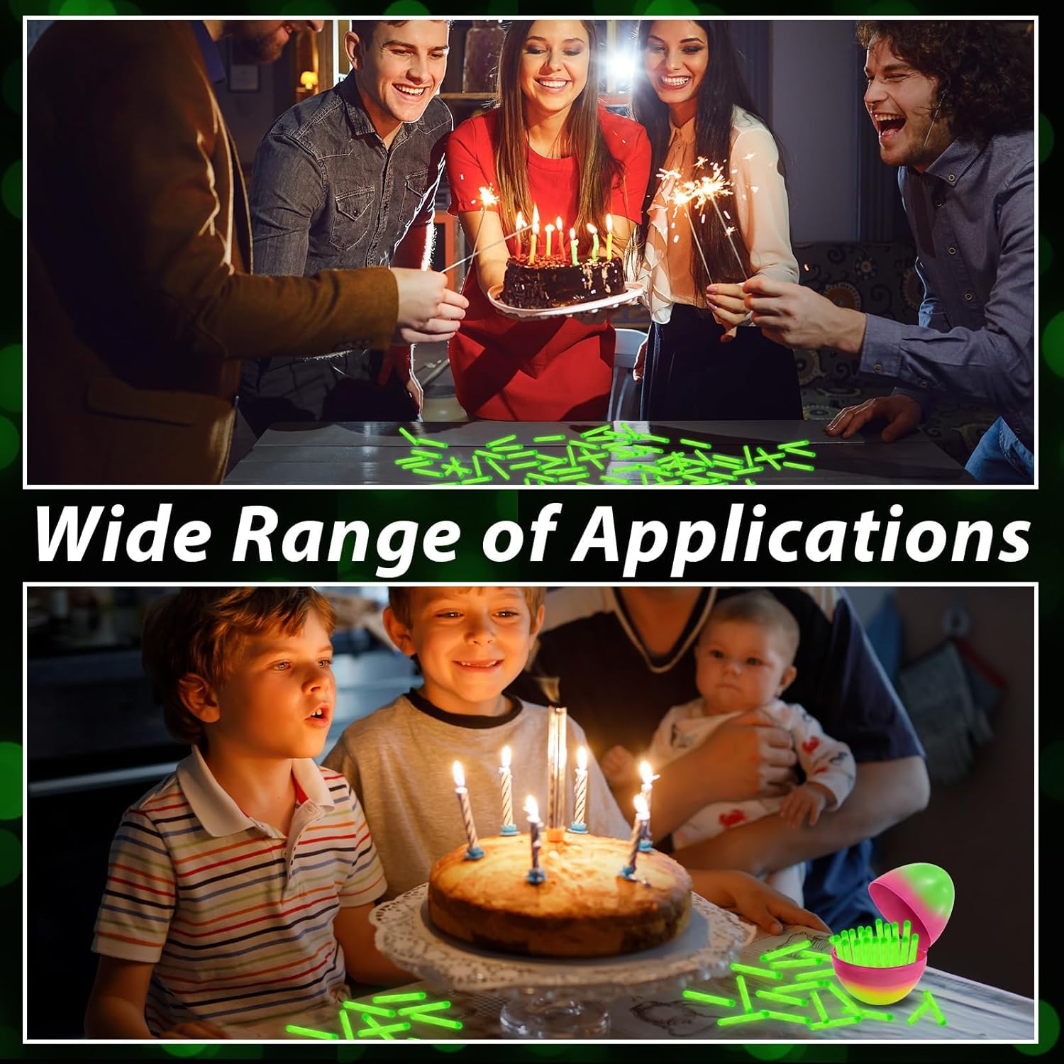party greeting 200PCS Fishing Glow Sticks Rod Tip Mini Green Glow Sticks Fishing Pole Glow Sticks Bulk Fishing Float Accessories for Night Fishing with 40 PCS Attachments Clip