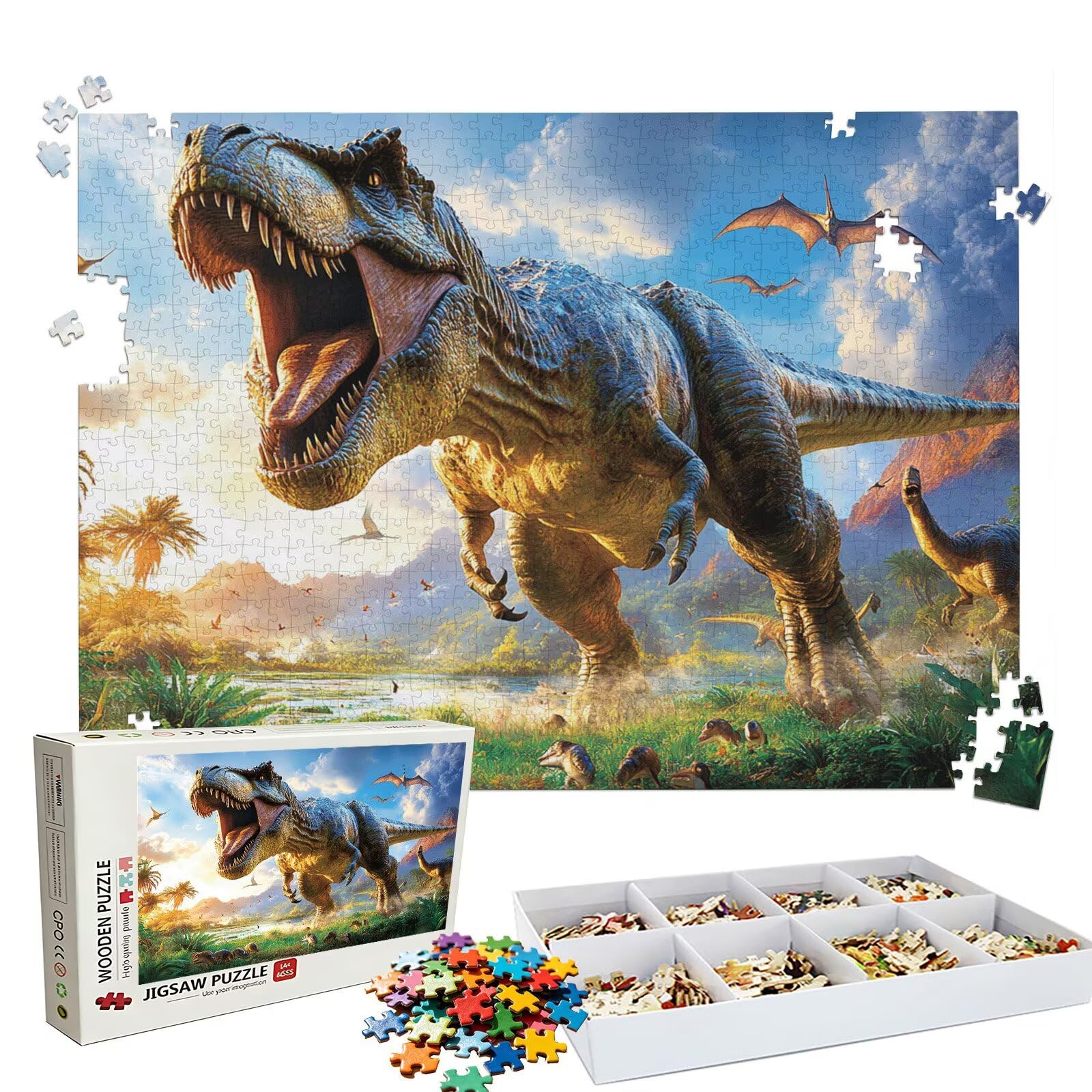 Puzzle 5000 sztuk dinozaurów zwierzęcych(3) - Duże drewniane puzzle - Puzzle 5000 elementów dla dorosłych - gra inteligencyjna - z wykwintnym pudełkiem do pakowania - precyzyjne cięcie - wystrój domu