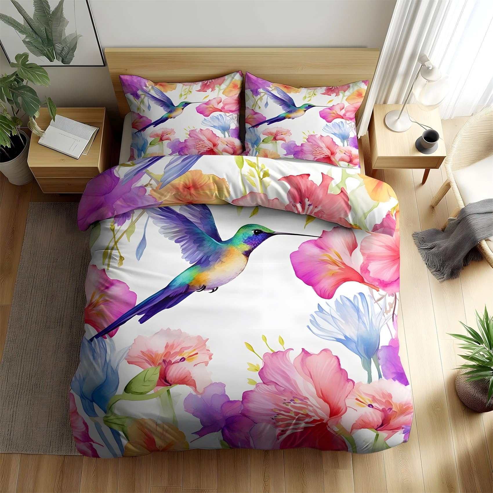 Housse de couette 140x200 colibri pour une ambiance florale et sereine dans la chambre