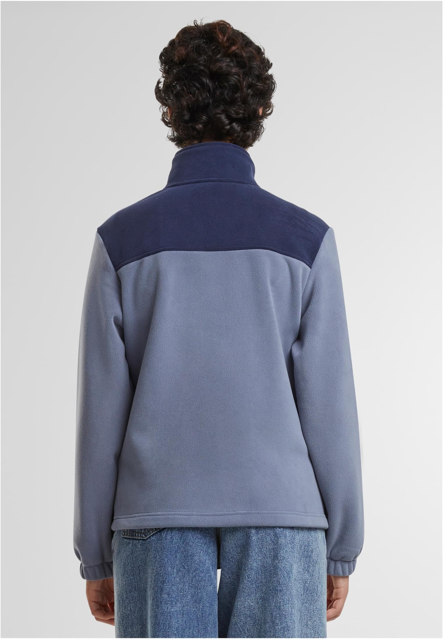 Urban Classics Damska kurtka przej?ciowa, podwójna kurtka polarowa, dwutonowa kurtka polarowa z wysokim ko?nierzem, krój Regular Fit, Navy/Cloudsky, M