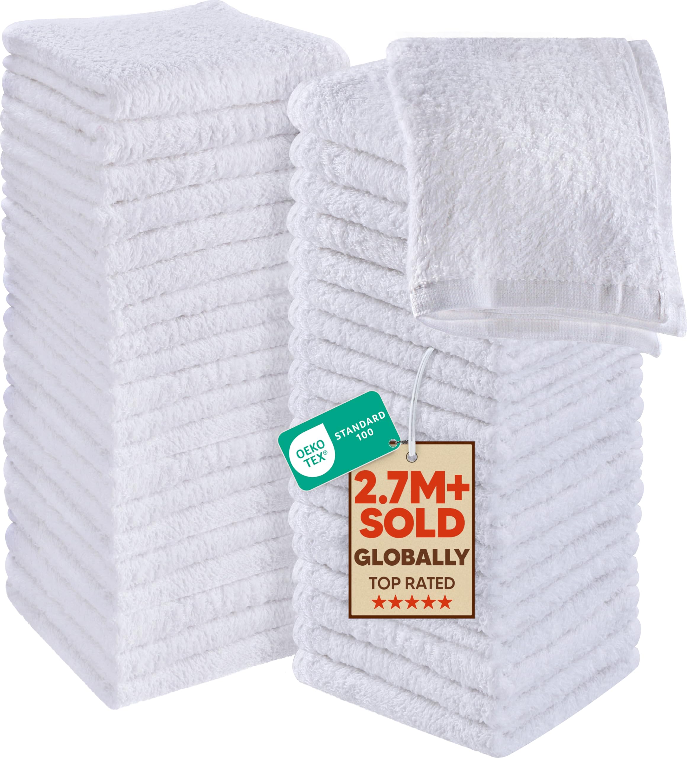 Utopia Towels 60 Pack Cotton Washcloths Set, 100% Ring Spun Cotton, Premium Flannel Face Cloths, Highly Absorbent and Soft Feel Fingertip Towels, White