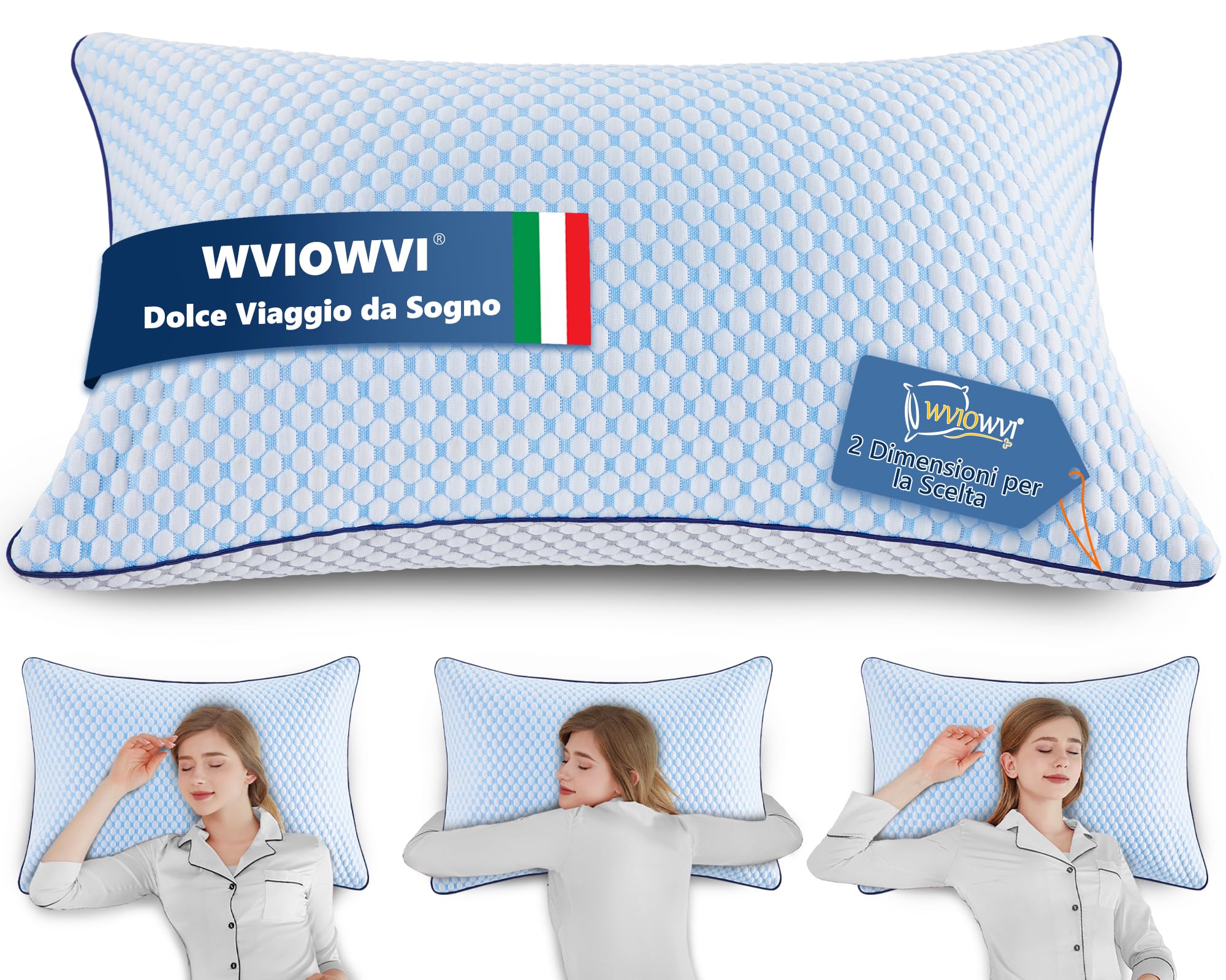 Cuscino Letto, Cuscino Memory Foam, Guanciale Refrigerante Cuscino Cervicale Cuscino Viene Fornito Con federa Lavabile e Sacco Imbottito Regolabile