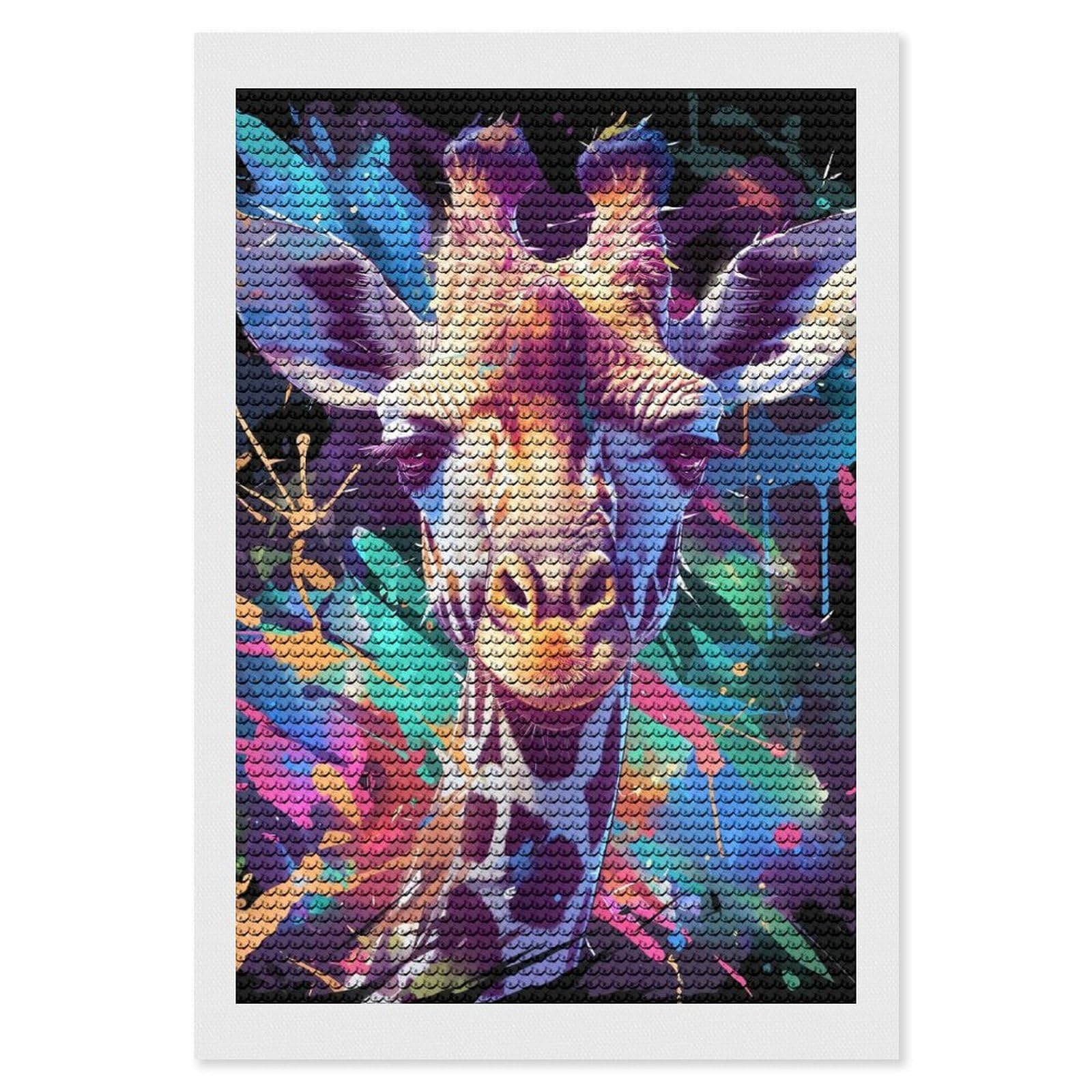 Junmoney Colorful Giraffe Portrait(7) Round Drill Diamond Painting 8"x12", Handmade Wall Decor, Modern Decor, Aesthetic Room Decor, Easy Craft Set