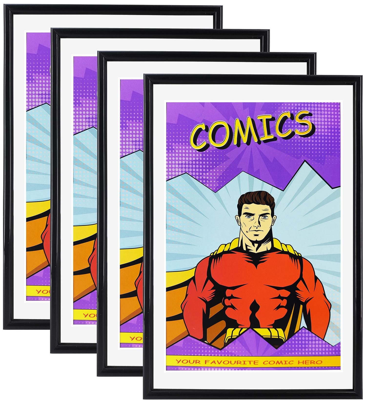 Cadre de bande dessinée avec tapis blanc lot de 4 pour comics