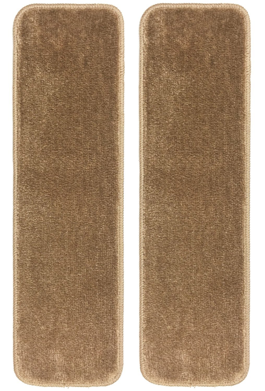 Stair Tread Treads Indoor 7 inch x 24 inch Machine Washable Skid Slip Resistant Carpet Stair Tread Treads Comfy Collection (Set of 2, Beige)