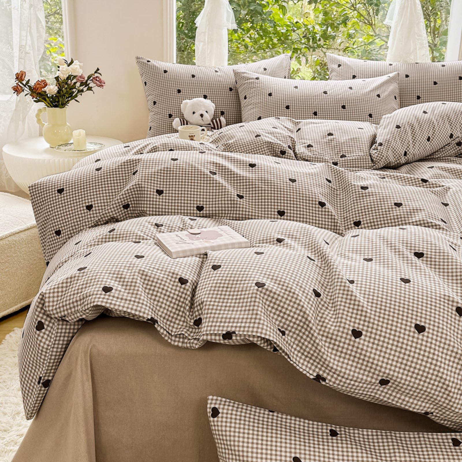 Tokokimo Copripiumino 220 x 240 cm, con 2 federe 65 x 65 cm, motivo alce e fiocchi di neve, 220 x 240 cm, con chiusura lampo, colore: blu