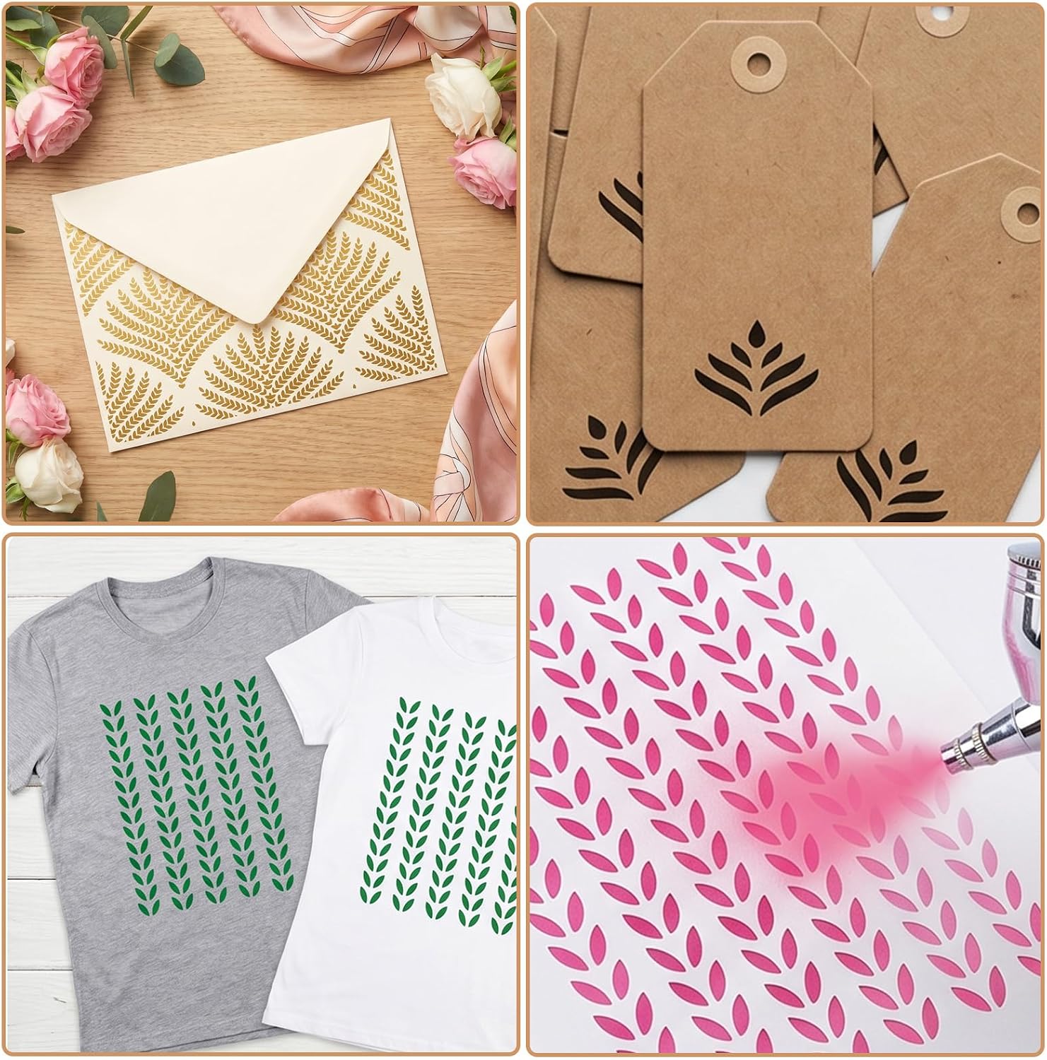 8Pcs Elegant Cake Stencil, Floral Cake Stencil for Buttercream