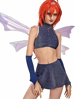 Officially Licensed Women's Dark Bloom Cosplay Fairy Costume Outfit Top and Skirt with a Pair of Wings - Buy now