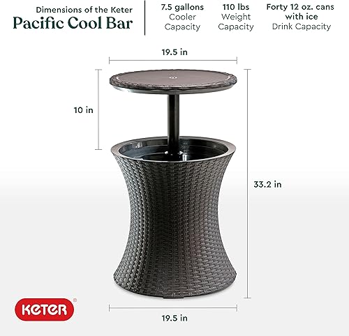 Miniatura 3 de Hielera de ratán Keter Pacific Cool Bar marrón Harvest Brown