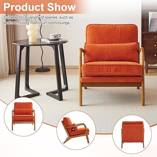 Miniatura 49 de Karl home Silla decorativa moderna de mediados de siglo con almohada, silla tapizada de tela bronceadora, con brazo de salón con marco de madera