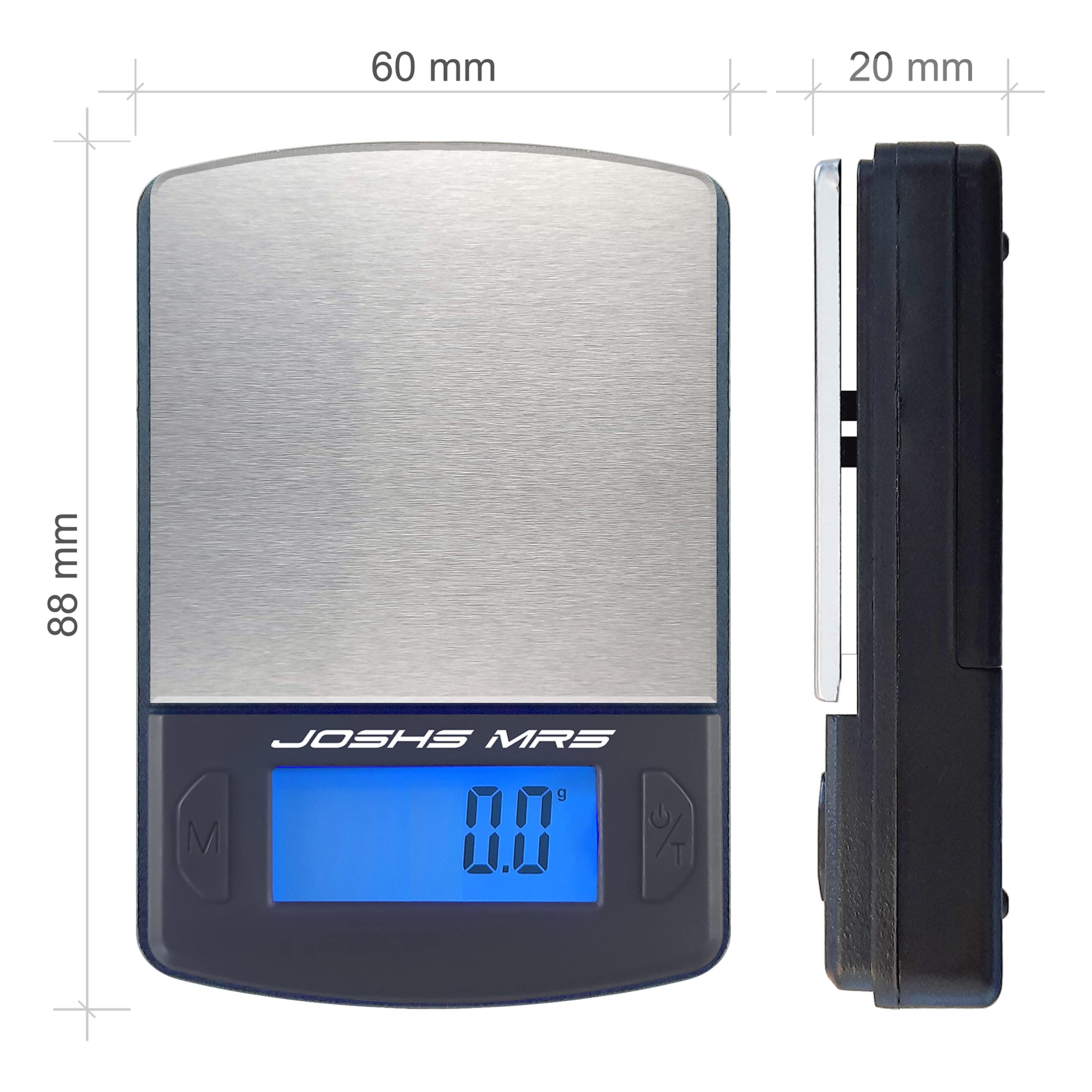 Joshs Waga cyfrowa MR5 | waga precyzyjna ważąca w odstępach 0,1 g do 500 g lub 0,5 kg | waga kieszonkowa | waga do monet | gramów | waga pocztowa | wyświetlacz LCD