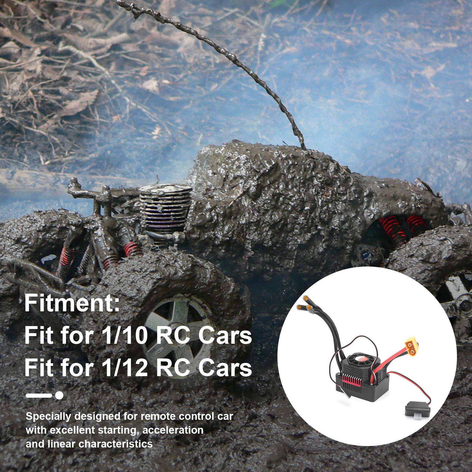 SURPASS‑HOBBY 80A Waterproof Brushless ESC with XT60 Plug for 1/10 1/8 RC